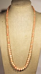 Antique Pink Angel Skin Coral Graduated Beaded Necklace 22' Long