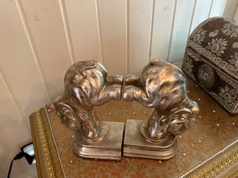 Pair Silver Elephant Bookends