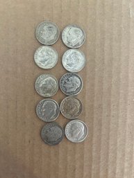 Beautiful Lot Of 10 Silver Roosevelt Dimes