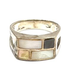 Vintage Sterling Stone Inlay Ring, Size 9