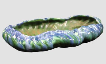 Royal Haeger By Royal Hickman Long Blue & Green Swirl Fluted Console Bowl - R371