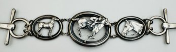 VINTAGE RACEHORSE & JOCKEY BRIDLE BIT BRACELET