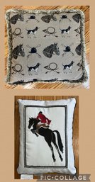 2 Beautiful Equestrian Themed Pillows MINT