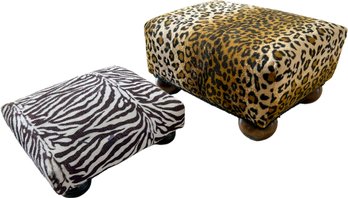 A Pairing Of Animal Print Footstools