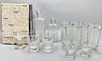 New In Box Dansk Boxed Liqueur Glasses, Two Antique Apothecary Bottles, Highballs & More