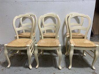 White Dining Room Chairs With Rattan  - Set Of 6