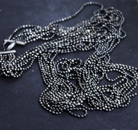 Designer Multi Strand Steel Necklace Modernist Black/grey Color 60' Long