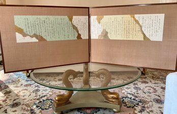 Large 5 1/2 Ft Vintage Japanese Calligraphy Screen