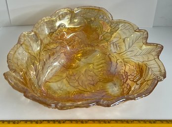 Indiana Carnival Glass Loganberry Leaf Edge Candy Dish