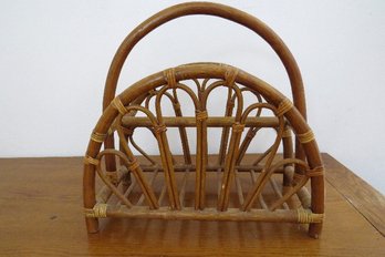 A Vintage Rattan Magazine Rack