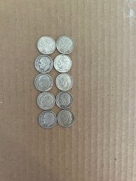 Beautiful Lot Of 10 Silver Roosevelt Dimes