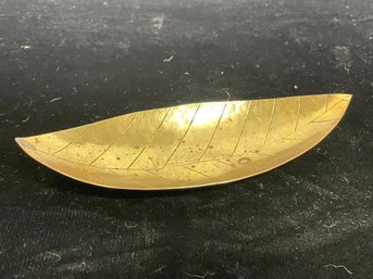 Brass Leaf Dish Signed