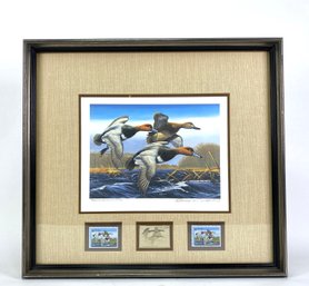 Arthur Andersen Print With Stamps Well Matted And Framed Behind Glass - Artist Signed And Numbered