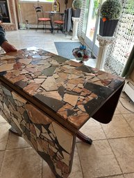ONE OF  A  KIND TILE TOP Drop Leaf Table
