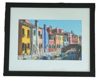 Bright Houses On Canal Photograph Framed & Behind Glass