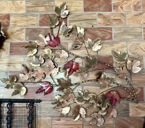 Mid-Century Autumn Maple Leaves Metal Wall Sculpture