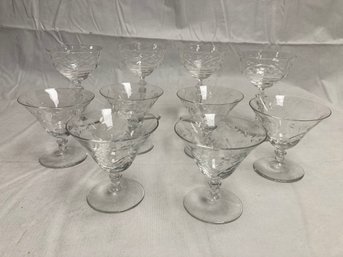 Grouping Of 10 Antique Victorian Era Cut Glass Goblets And Cordial Glasses- Ornate Pattern