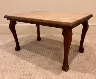 Vintage Rectangular Side Table With Marble Top