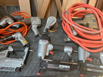 A Collection Of Pneumatic Tools & Air Cord