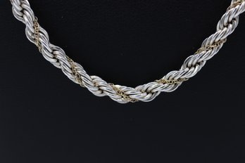 Impressive 14k Yellow Gold & Sterling Silver Rope Necklace