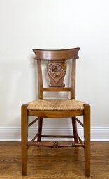 Rush Seat Chair With Reticulated Carved Back