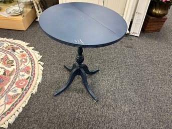 Blue Painted Round Antique Side Table