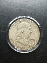 1954-D Benjamin Franklin Silver Half Dollar