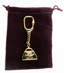 Bally Gold Tone Designer Handbag Purse Key Chain