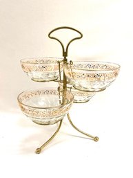 Vintage 4 Tier MCM Condiment/Dip Serving Caddy W/ Lazy Susan Feature