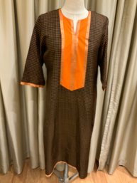 Orange Plaid Silk Tunic