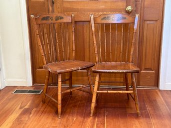 A Pair Of Vintage Stenciled Hitchcock Side Chairs