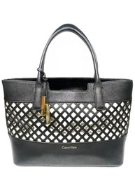 Calvin Klein Black Lattice Cut Out Tote Bag