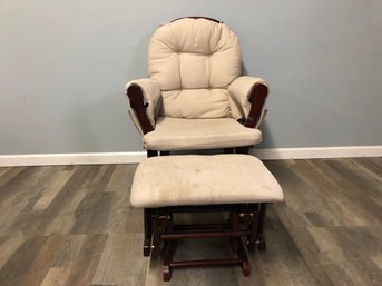 Cream Color Glider Maternity Chair With Ottoman