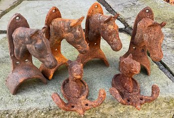 Very Cool Vintage Cast Iron Horse Hooks & Hangers