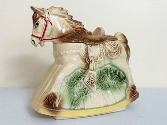 A Vintage Ceramic Equestrian Themed Cookie Jar
