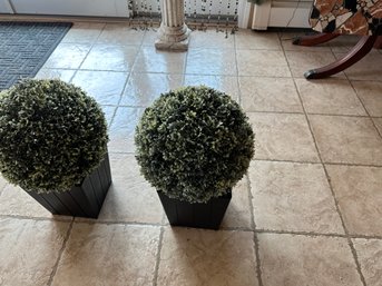 Pair Of Artificial Boxwood Planters