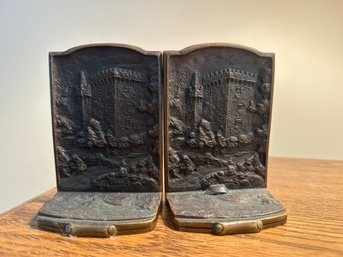 Set Of Solid Bronze Book Ends