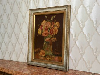Antique Original Floral Oil Painting
