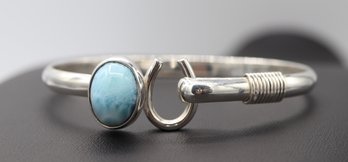 Larimar Cab Hook Sterling Silver Hinged Bracelet