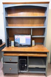 VIntage Ethan Allen Solid Wood Desk With Hutch & Pull Out Keyboard Drawer