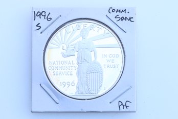 1996 S National Community Service Silver Proof Dollar