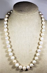 Fine Pair Of Genuine Cultured Pearl Necklace Having Sterling Silver Clasp
