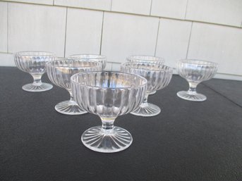 Set 0f 7 Vintage Glass Dessert Cups - Ribbed