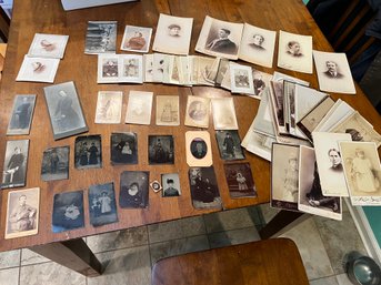 Combination Lot Of 80 Antique 1860s UP -Victorian Tintype Photos Men, Women & Children & Cabinet Cards