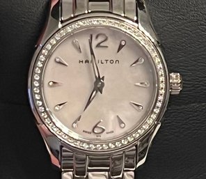 Hamilton H605322105 Ladies Jazzmaster Quartz Watch With Diamond Bezel