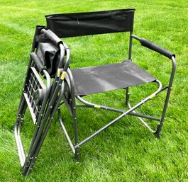 A Pair Of Folding Lawn Chairs - With Drink Shelves!