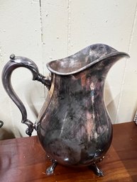 Vintage Silverplate Footed Water Pitcher