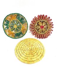 3 Vintage Woven Trivets