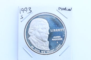 1993 S James Madison Proof Silver Dollar