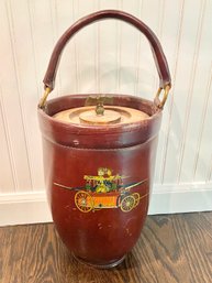 Vintage Loyal Papeete Brown Leather Fire Ice Bucket Brass Eagle